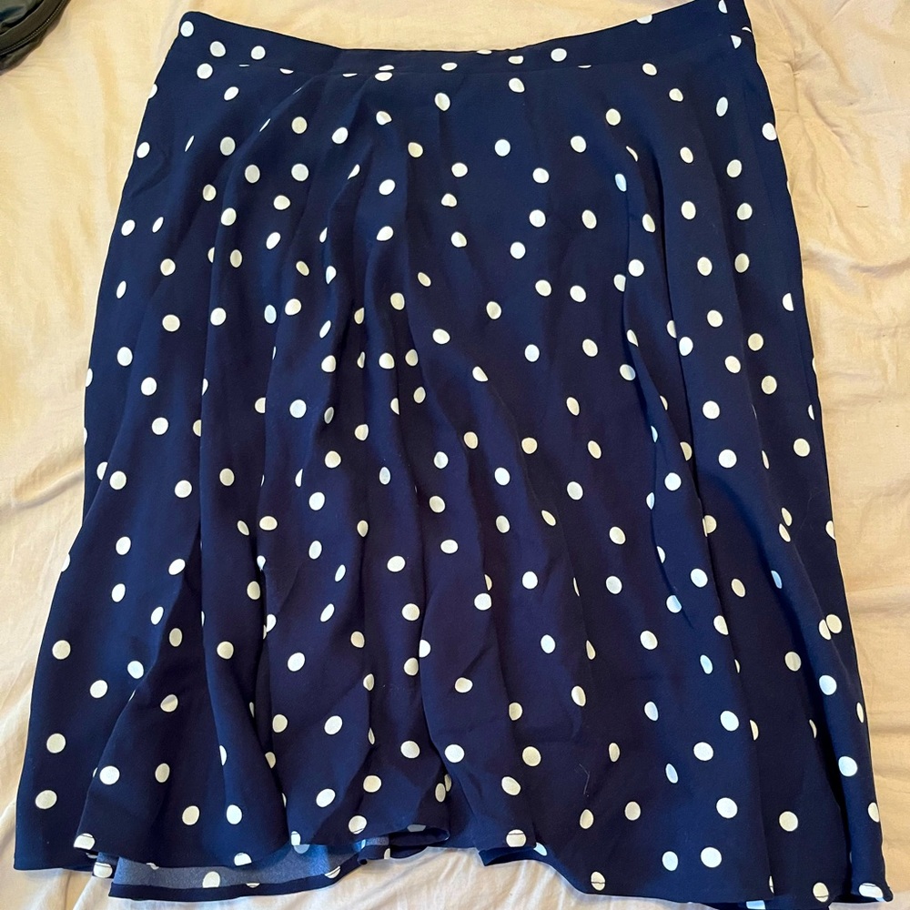 Navy and White Polka Dot Circle Skirt